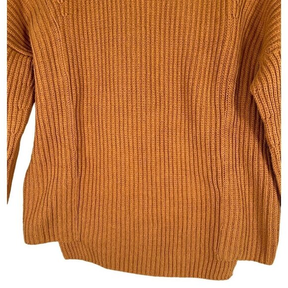 Cabi Womens Size S Gold Shaker Rib Knit Top Cropped Crewneck Step Hemline L/S - Picture 3 of 8